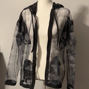 New Look Sheer Camouflage Hooded Jacket